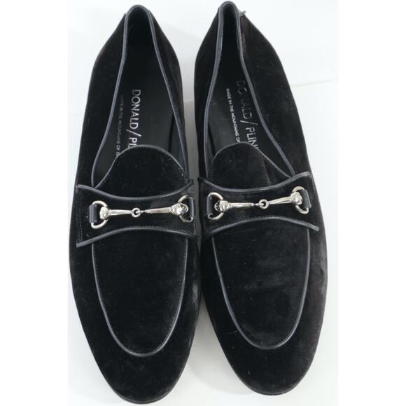 Man\'s Donald Pliner Shawn Black Velvet Skull-Bit Loafers Dress Shoes Size 8.5 D